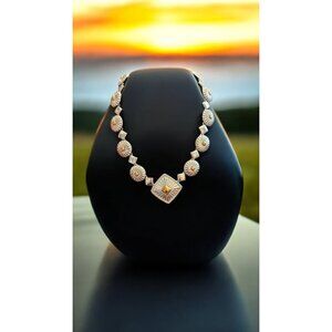 Vintage Avon Vintage Signed Necklace MN Gold & Silver Adjustable Length 16"-19"